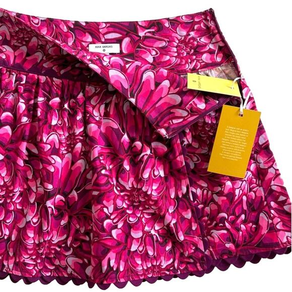 Kika Vargas X Target Skirt Pink Mum Floral Scalloped Edges Pockets Mini Size 8 - Picture 5 of 12